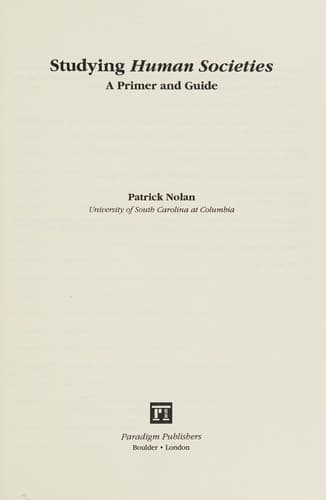 Cover image for Studying Human societies