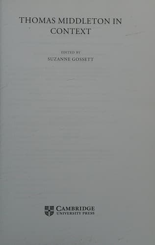 Cover image for Thomas Middleton in context
