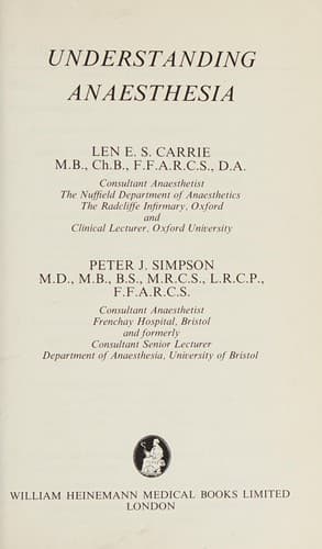 Cover image for Understanding anaesthesia
