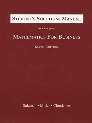 Cover image for Student's Solution Manual to accompany Mathematics for Business