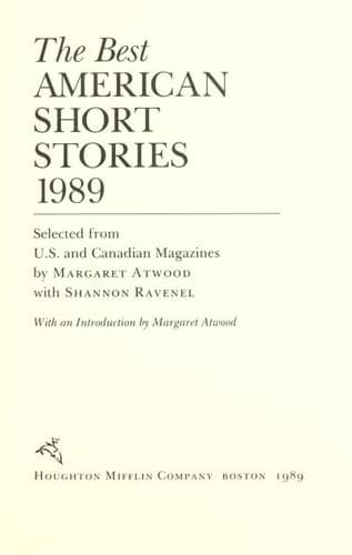 Cover image for The Best American Short Stories 1989
