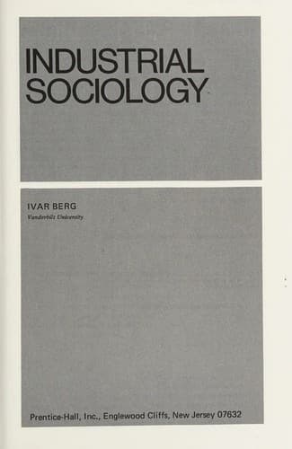 Cover image for Industrial sociology