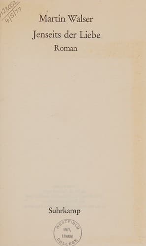 Cover image for Jenseits der Liebe