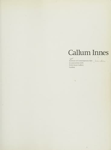 Cover image for Callum Innes.
