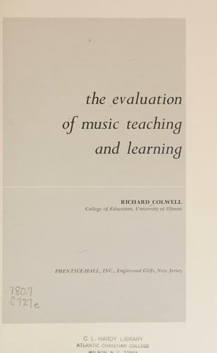 Cover image for The evaluation of music teaching and learning.