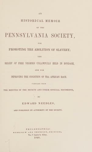 The Pennsylvania Society for Promoting the Abolition of Slavery