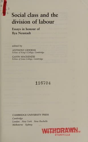 Cover image for Social class and the division of labour