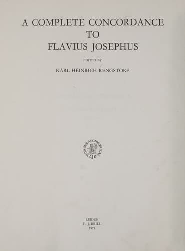 Cover image for A complete concordance to Flavius Josephus.