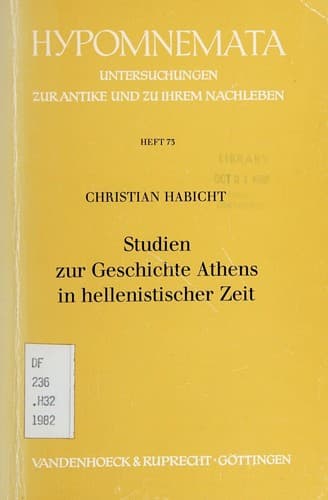 Cover image for Studien zur Geschichte Athens in hellenistischer Zeit
