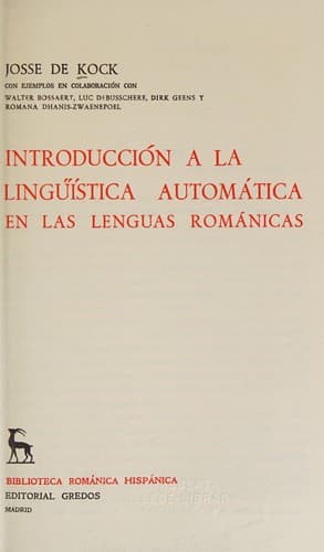 Cover image for Introducción a la lingüística automática en las lenguas románicas.