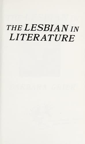 Cover image for The Lesbian in Literature