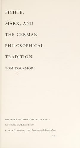 Cover image for Fichte, Marx, and the German philosophical tradition