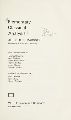 Cover image for Elementary classical analysis