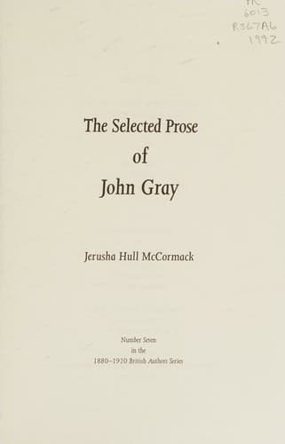 Cover image for The selected prose of John Gray