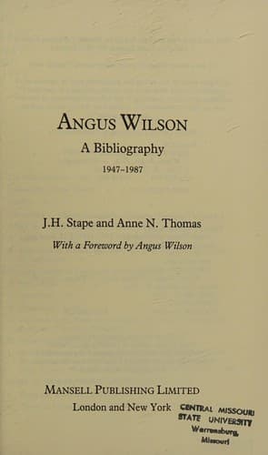 Cover image for Angus Wilson