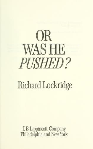 Cover image for Or was he pushed?