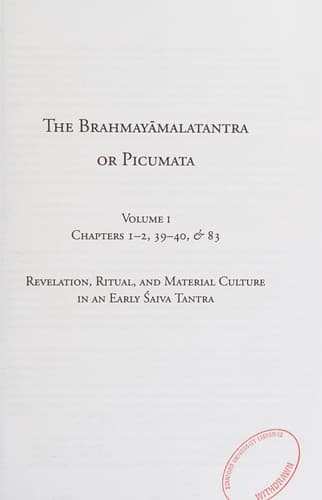 Cover image for The Brahmayāmalatantra or Picumata