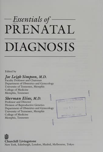 Cover image for Essentials of prenatal diagnosis