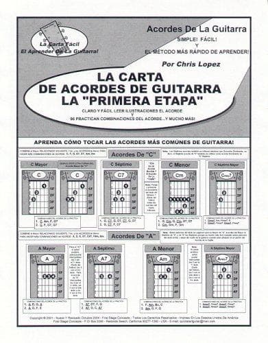 La Carta Del Acorde De La Guitarra De La ¿Primera Etapa¿ - Aprenda Cómo Tocar Los Acordes Lo Más Comunmente Posible Tocados De La Guitarra!