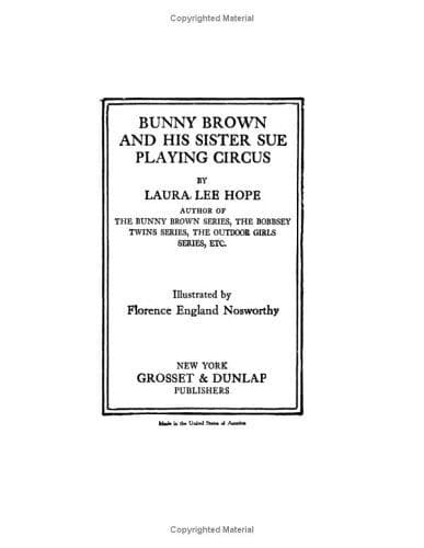 Cover image for Bunny Brown And His Sister Sue Playing Circus