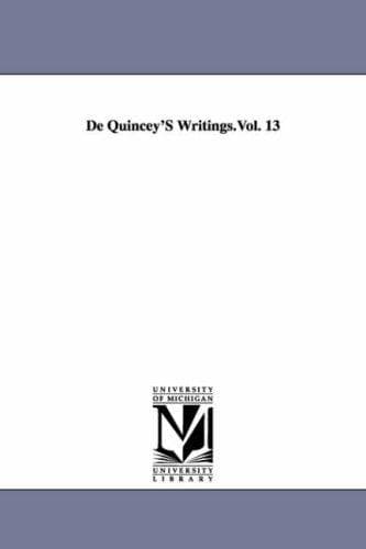 Cover image for De Quincey's writings.