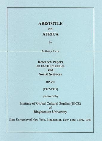 Aristotle on Africa (Research Papers on the Humanities and Social Sciences) (Research papers on the humanities and social sciences)