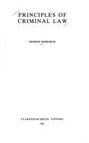Cover image for Principles of criminal law