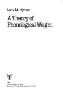 Cover image for A theory of phonological weight