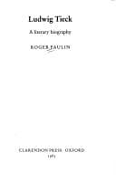 Cover image for Ludwig Tieck
