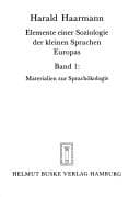 Cover image for Elemente einer Soziologie der kleinen Sprachen Europas