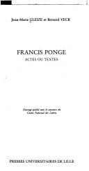 Cover image for Francis Ponge