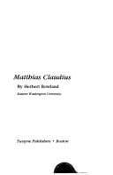 Cover image for Matthias Claudius