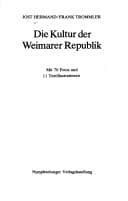 Cover image for Die Kultur der Weimarer Republik
