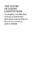 Cover image for The nature of colony constitutions