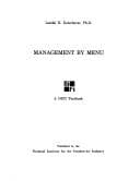 Cover image for Management by menu