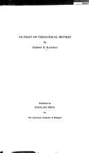 Cover image for An essay on theological method