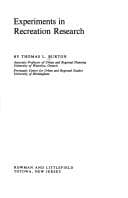 Cover image for Experiments in recreation research