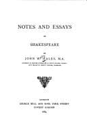 Cover image for Notes and Essays on Shakespeare