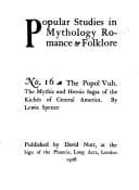 Cover image for Popol Vuh Mythic and Heroic Sagas of the Kiches of Central America