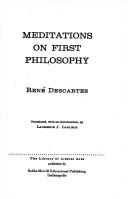 Cover image for Meditations on first philosophy