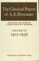 Cover image for The Classical Papers of A. E. Housman