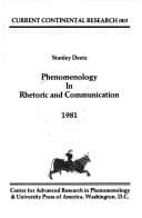 Cover image for Phenomenology in rhetoric and communication