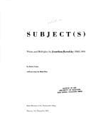 Cover image for Subject (S : Prints and Multiples By Jonathan Borofsky 1982-1991)