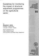 Guidelines for monitoring the impact of structural adjustment programmes on the agricultural sector
