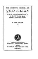 Cover image for Institutiones Oratoriae (Loeb Classical Library)