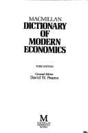 Cover image for Macmillan Dictionary of Modern Economics (Dictionary)