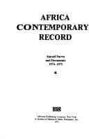 Cover image for Africa contemporary record: annual survey and documents.