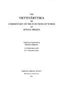 Cover image for Vrttivarttika or Commentary on the Functions of Words of Appaya Diksita