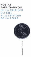 Cover image for De la critique du ciel à la critique de la terre
