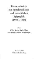 Cover image for Literaturbericht zur mittelalterlichen und neuzeitlichen Epigraphik (1992-1997)